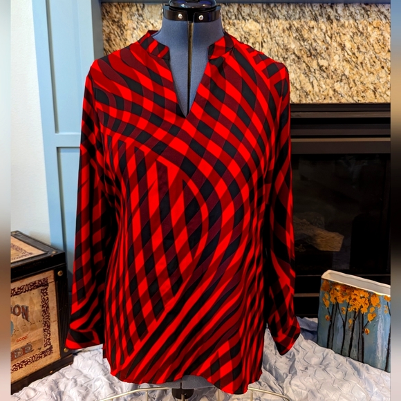 Vince Camutto Blouse, Red and Black Buffalo plaid, but way cooler - Large - Picture 1 of 9